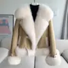 Abrigo corto de piel sintética de zorro para mujer, nuevo estilo otoño/invierno 2026, abrigo cálido, de alta gama y elegante, con cuello de piel sintética