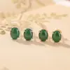 Pendientes Yiluyin de Plata de Ley S925 Chapados en Oro con Piedras Preciosas de Jade Natural, Pendientes de Plata Elegantes y Lujosos de Moda para el Trabajo