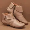 2019 comércio exterior transfronteiriço Amazon wish cano dobrado sola plana zíper lateral cano baixo botas curtas de couro sapatos de algodão grossos tamanho grande feminino