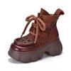 [Precio del Evento 158] Sandalias de Suela Gruesa Sandalias Huecas con Agujeros Sandalias Cuero Genuino Zapatos Romanos Tacones Altos