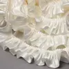 Ribete de encaje satinado blanco de doble capa de 5,5 cm de ancho con borde festoneado, adecuado para cortinas, cojines, ropa, ropa de muñecas y decoraciones de bricolaje