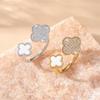 Anillo de trébol de cuatro hojas de tendencia transfronteriza para mujer, ligero, de lujo, de alta gama, sin decoloración, pulsera sencilla que combina con todo.
