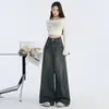 Jeans Azules Retro Americanos de Pierna Ancha para Mujer Otoño 2025 Nuevo Cintura Alta Adelgazantes Caída Larga Sueltos Acampanados