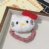 Bonita y dulce caricatura de cabeza roja con cuerda para niña, peluche vintage de HelloKitty, gato kawaii, horquilla, accesorios para el cabello para mujer