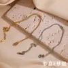 Moda Europea y Americana Sencilla Cadena Fina de Serpiente Trenzada Pulsera Doble Capa para Pareja Acero Inoxidable Chapado en Oro de 18K Joyería de Mano Elegante de Nicho