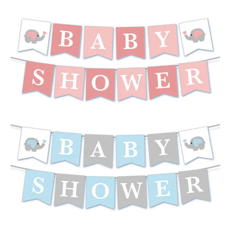 baby shower男孩女孩拉旗