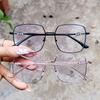 Montura grande para reparar el rostro, retro, cuadrada, de metal, anti luz azul, gafas sencillas, estilo artístico, simple, para hombres y mujeres, montura para gafas de miopía