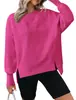 2026 Ropa de mujer transfronteriza europea y americana Amazon otoño e invierno nueva sudadera casual suelta versátil de cuello redondo y manga larga con abertura