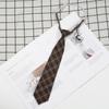 Gravata Marrom para Mulheres Estilo Colegial Japonês Jk Camisa Sem Gravata Gravata Dk para Homens Retrô Curta Preguiçosa Xadrez Gravatinha
