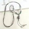 Colar de Cerâmica Dezhou Estilo Étnico Vintage, Pingente de Borboleta Simples e Versátil, Corrente Longa para Suéter, Acessório de Moda para Mulheres