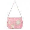 Bolsa de Veludo de Grande Capacidade para Mulheres, Bolsa Transversal Casual de Ombro Único com Estrela de Cinco Pontas, Bolsa Tote Estudante Bonita e Versátil