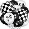 Paquete de Globos de Fiesta Temática de Carreras Transfronterizo a Nuevo Cuadros Blanco y Negro Película de Aluminio Decoración de Fiesta de Cumpleaños Diseño del Sitio