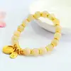 Pulseira de Quartzo Rutilado Dourado Natural com Pingente do Deus da Fortuna Amarelo, Atacado de Cristais para Transmissão ao Vivo e Atrações Turísticas S6011604