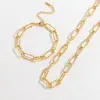 Pulsera y Collar de Celebridad de Internet Hip-Hop Europeo y Americano Set Acero de Titanio Oro de 18K Cadena Gruesa Personalizada Joyería al por Mayor No se Desvanece para Mujeres