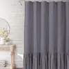 Cortina para mampara de baño con encaje, color sólido, dobladillo de falda empalmado, cortina de ducha, cortina de armario, algodón y lino, transfronterizo de Amazon, borde con volantes