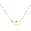 Estilo Japonés y Coreano ins Estilo Frío Collar de Amor de Doble Anillo para Mujer Simple Nicho Eslabón Pequeño Collar/Pulsera de Amor