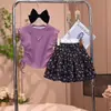 Conjunto de Verano para Niñas 2026 Nuevo Elegante Chaleco con Cordón Vestido Floral Coreano de Princesa Conjunto de Dos Piezas Moderno