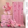 Decoración de Habitación de Boda Bata Rosa Tul Área de Fotos Pared de Fondo Señal Doble Felicidad Tablero Kt Corbata de Moño Atmósfera Novia