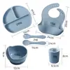 Venta Caliente Transfronteriza Juego de Platos para Bebé Suplemento de Comida para Bebé Plato y Tazón de Silicona Grado Alimenticio Vajilla de Alimentación para Niños Venta al por Mayor