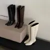 Botines blancos adelgazantes 2026 nuevo modelo punta fina tubo alto botas de montar tacón de cuña botas largas para mujer por encima de la rodilla