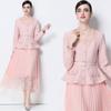 Ropa Casual para Mujer, Elegante y Grácil, Entallada en la Cintura, Vestido Estilo Chanel, Falda Larga Plisada de Imitación de Dos Piezas para Mujer con Cinturón