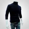 294 Nueva Camiseta de Color Sólido para Hombre de Comercio Exterior Cuello Alto Manga Larga Primavera Otoño Invierno Camiseta Base Camisa de Punto Pulóver Coreano