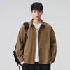 Ropa para Hombre Fengshe / Camisa de Manga Larga Transpirable y Suave, Chaqueta Versátil Casual de Estilo Americano con Cremallera Estructurada y Amigable con la Piel para Hombre
