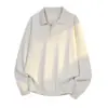 Novedad de Otoño Polo de Punto con Cuello y Mangas Largas para Hombre Suéter Jersey Holgado de Color Sólido Top Básico Versátil Casual