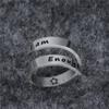 Anillo de accesorios de anillo de venta caliente de comercio electrónico transfronterizo grabado Soy suficiente anillo abierto de doble capa de acero de titanio