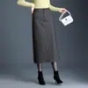 Falda Lápiz de Lana a Cuadros de Moda 2026, de Longitud Media para Mujer, Versátil para Otoño-Invierno, Gruesa, de Cintura Alta