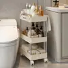 Carrito pequeño de pie, estante de almacenamiento simple, estante de almacenamiento para huecos de baño, organizador de gabinete estrecho para inodoro