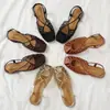 Sandalias Planas de Playa Tejidas con Calados, Nuevo Estilo de Verano, Suela Suave, Cómodas, Sandalias Romanas de Correa Única, Elegantes 1012-11