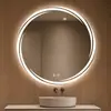 Espejo inteligente redondo para hotel transfronterizo, espejo iluminado, espejo de maquillaje con luces, espejo de baño, luz LED antivaho, montado en la pared