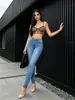 Jeans pitillo elásticos de fábrica para mujer, lavado azul claro, corte ajustado, que realzan la figura, pantalones tipo lápiz ajustados, venta al por mayor transfronteriza