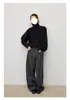 Suéter tejido casual de cuello alto moderno estilo americano, unisex, adecuado para primavera y otoño, corte holgado, color liso simple, versátil y con un estilo relajado y despreocupado.