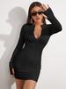 Colección Otoño/Invierno 2026 Nueva Marca Independiente Transfronteriza Europea y Americana Cuello en V Ajustado Manga Larga Sexy Bodycon Vestido Corto para Mujer