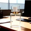 Botella de perfume de vidrio transparente de 30 ml, tipo pulsador, botella de perfume con tapa de rosca, botella rociadora, botella de perfume vacía para rellenar