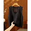 Chaleco de punto hueco estilo retro para mujer, otoño 2026, cuello en V, suéter holgado, prenda exterior versátil sin mangas