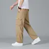 Seleção premium de calças de trabalho masculinas novas para primavera/verão em algodão puro, calças casuais retas largas oversized, calças compridas masculinas para exterior, calças plus size