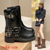 Botas de Vaquero Occidentales, Botas Largas Marrones Estilo Europeo y Americano, Botas Melard para Mujer, Estilo Delgado de Verano, Botas de Montar de Media Caña con Suela Gruesa