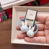 Estilo Coreano para Niños Lindo Nuevo de Principios de Otoño Cuadros Dibujos Animados Conejo Goma para el Cabello para Niñas Guardería Lado Tela Set Pinza