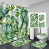 Producto Popular de Comercio Electrónico de Amazon: Cortina de ducha de poliéster impermeable con estampado digital y diseño de hojas para partición de baño