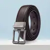 Cinturón de Cuero Genuino para Hombre, Moderno, Sencillo y Versátil, con Hebilla Giratoria de Pin de Alta Gama, Cinturón de Piel de Vaca de 3.5 cm para Hombre, Estilo Coreano