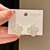Flores Brillantes~ Pendientes de Botón con Flor de Circonita de Cristal de Lujo Ligero Pendientes Geométricos Simples Personalizados Accesorios de Pendientes de Sensación de Alta Gama