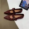 2026 Nuevos Zapatos Mary Jane de Otoño Punk con Remaches, Punta Puntiaguda y Correa de Hebilla, Zapatos Planos Versátiles