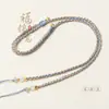 Cordón para Collar de Clavícula con Aventurina, Ágata, Cordón Tejido a Mano de Cuatro Hilos, Tejido Cruzado con Cuentas Dzi, Jade y Colgante de Cera de Abeja