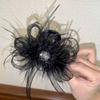 Clip de cinta de plumas brillantes de alta calidad atmósfera Super hada negro peludo clip de tiburón lazo horquilla tocado