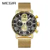 Megir Venta al por mayor transfronteriza Dropshipping Cronógrafo de tres ojos y seis manecillas Reloj de cuarzo Reloj para hombre 2249