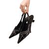 Zapatos de Tacón Alto de Gatito con Punta y Hebilla Estilo Francés para Mujer, Sandalias de Punta Cerrada, Nuevos Zapatos Elegantes Individuales Negros Primavera/Verano 2026