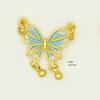 Colgante de mariposa de circonita incrustada en arenisca de larga duración, accesorios de collar DIY, accesorios de borla de esmalte